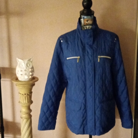 Croft&Barrow Women's SZ L Quilt Style Silver Embellished Fall ๐๐ Jacket - Picture 3 of 12